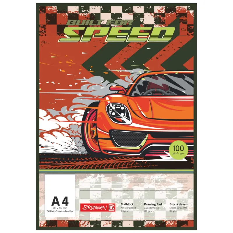 BRUNNEN Malblock A4 · Fast Wheels · Auto · blanko