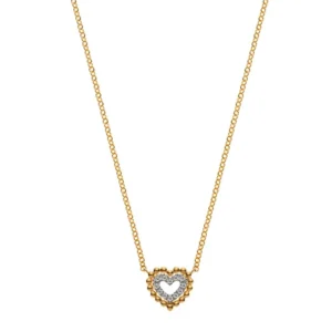 Collier Gelbgold 750 mit Herzanhänger 12 Brillanten 0.05 ct.