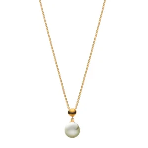 Collier Gelbgold 375 SWZ Perlanhänger 7.5-8mm 15x5mm