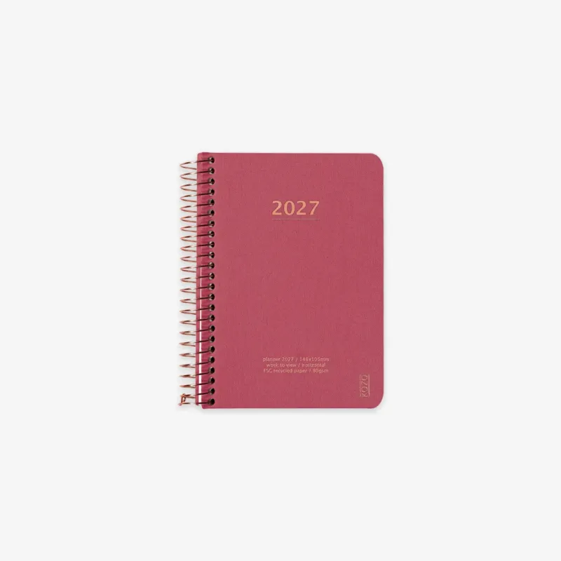 KOZO SPIRAL-BOUND CALENDAR 2027 A6 (DANISH) // GUAVA PINK