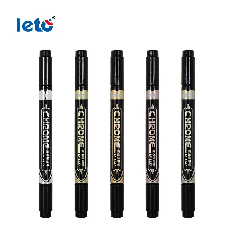 LETO Dual-Tip Chrome Metallic Marker — Mirror Finish 5 Colors