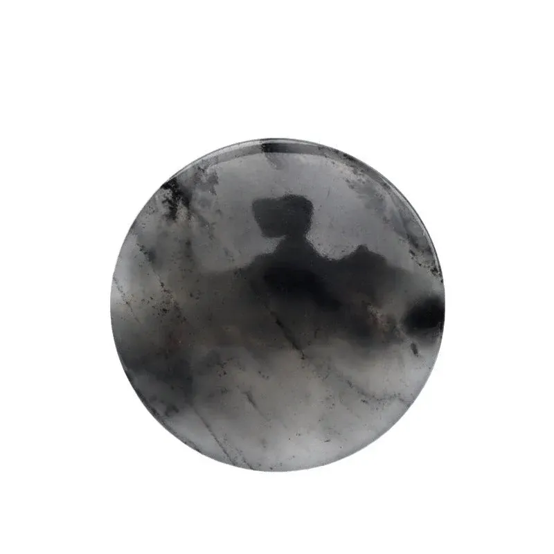 Ink Colored Natural Jade Round Hidden Eye Buttons for Chinese Tang Suit 2pcs