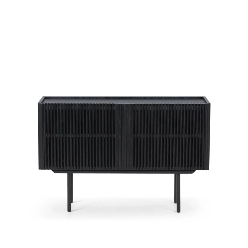 Sideboard - Eichenlamellen Schwarzeiche Metallfüße – Louvre | Njordec