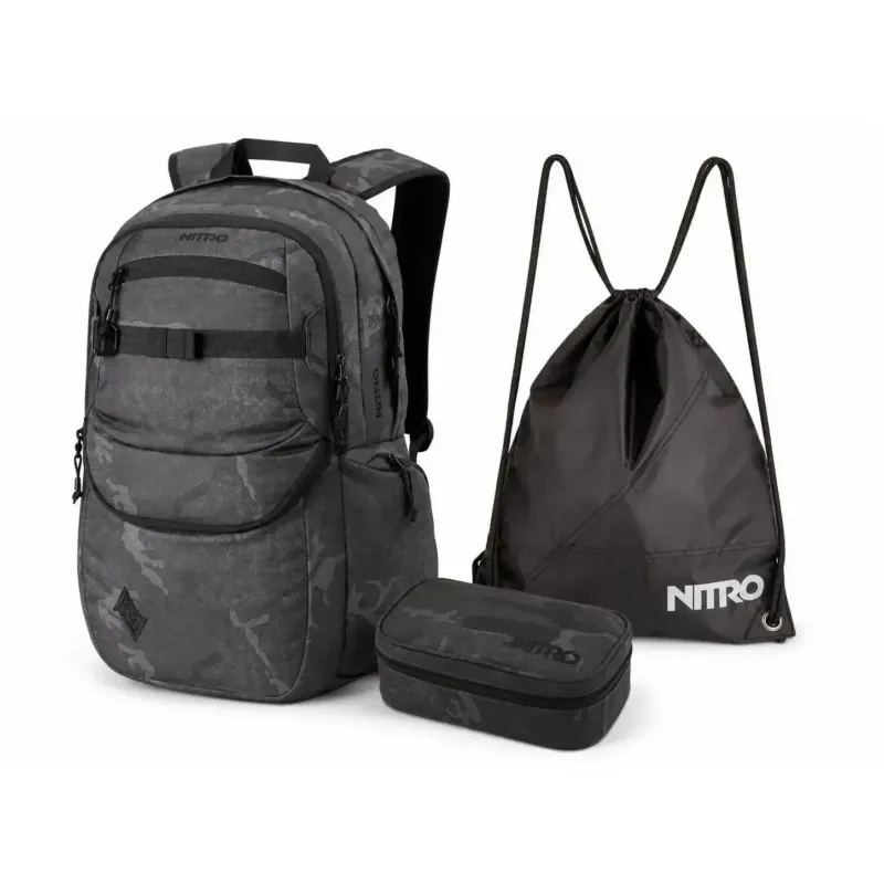 Nitro Schulrucksack Set Future Hero Forged Camo – 3-teilig inkl. Pencil Case XL & Sportsack-Nitrobags-Shop