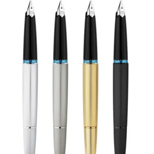 MAJOHN B32 Slim Piston Fountain Pen | Metal Stripe Barrel | Flexible Iridium F Nib 0.5mm