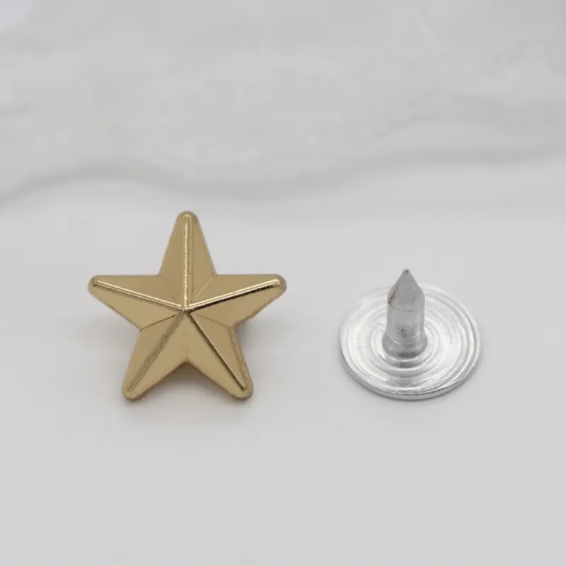 Five-Point Star Metal Stud Buttons for Shoes & Clothing, 100-Pack Gold