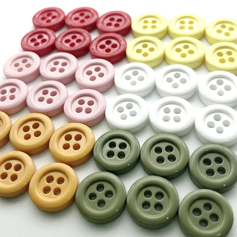 11.5mm Colorful Round Four-Hole Buttons for Kids' Cardigans 100pcs