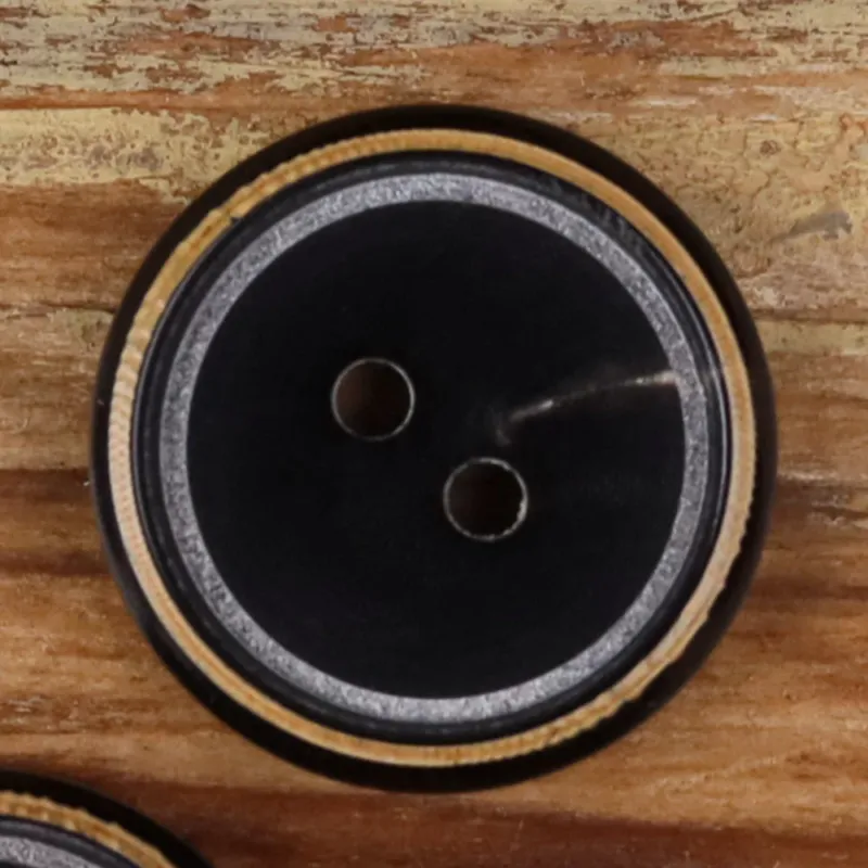 Black Buffalo Horn Buttons – Round Matte Aged Burnt Edge | 2-Hole | Set of 20 Style 1