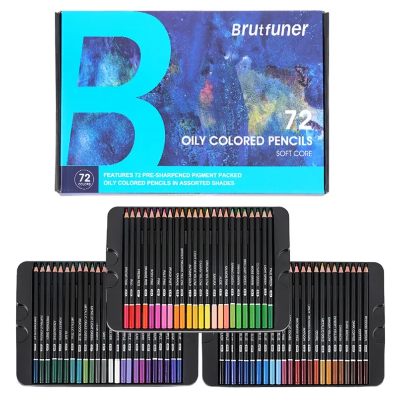 BRUTFUNER H900 Oil-Based Colored Pencils Black Barrel 72 / 120 / 180 Colors 72 color