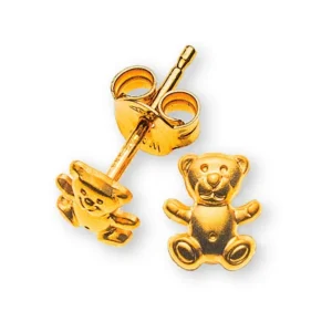Ohrstecker Teddybär Gelbgold 750 Gesandelt