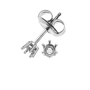 Solitär Ohrstecker Rohling 6-Griff-Fassung Weissgold 750