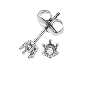 Solitär Ohrstecker Rohling 6-Griff-Fassung Weissgold 750