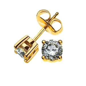 Solitär Ohrstecker Gelbgold 750 mit 4-Griff Fassung 1.00ct. Brillanten