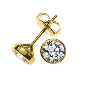 Solitär Ohrstecker Gelbgold 750 mit Zargen Fassung 0.75ct. Brillanten