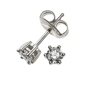 Solitär Ohrstecker 6-Griff Fassung Weissgold 750 0.16ct.