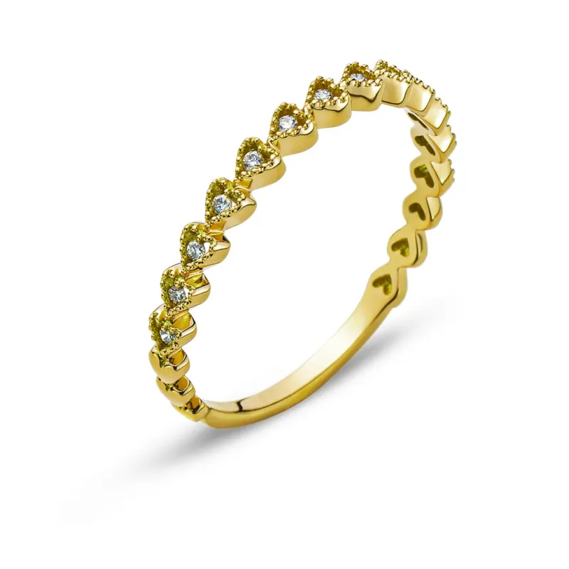 Ring Gelbgold 750 Memoire Herzen 13 Brillanten H SI 0.06ct.