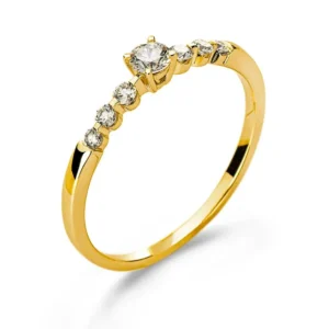 Ring Gelbgold 750 mit 6 Brillanten 0.13ct und 1 Brillant 0.12ct
