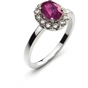 Ring Weissgold 750 mit Rubin und Brillanten