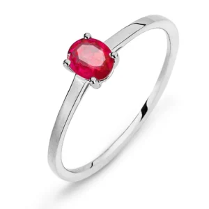 Ring Weissgold 750 mit Rubin 0.40 ct.