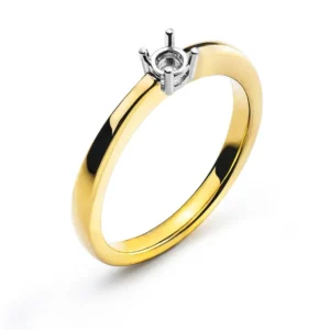 Solitär-Ring Rohling 4-Griff Bicolor 750 für 0.15 ct.