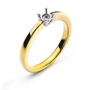 Solitär-Ring Rohling 4-Griff Bicolor 750 für 0.20 ct.