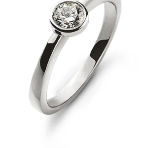 Solitär Ring Zargenfassung Weissgold 750 Diamant 0,15 ct.