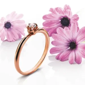 Solitär Ring Rotgold 750 0.10ct H SI