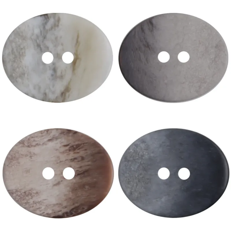 Oval 2 Holes Elegant Gradient Marble Texture Resin Buttons 20pcs