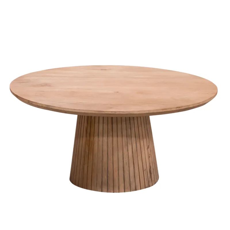 Couchtisch – Mangoholz Material, Runde Form, Natur Farbe, 80 cm - Solana | Starfurn