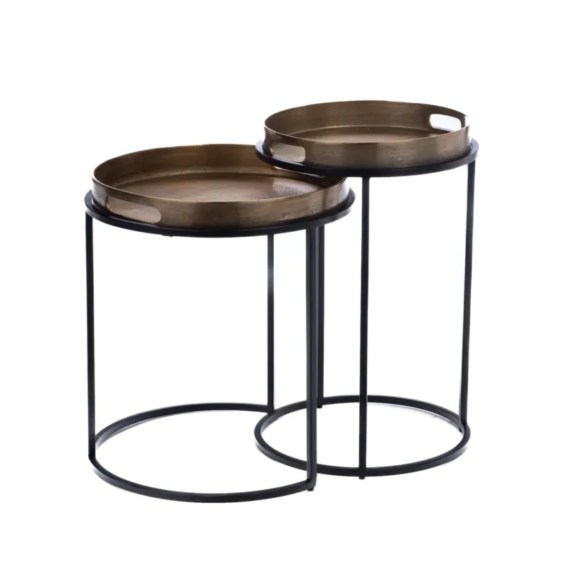 Beistelltisch – Aluminiumplatte, Warme Kupferfarbe, Schwarzes Metallgestell – Laure | Starfurn