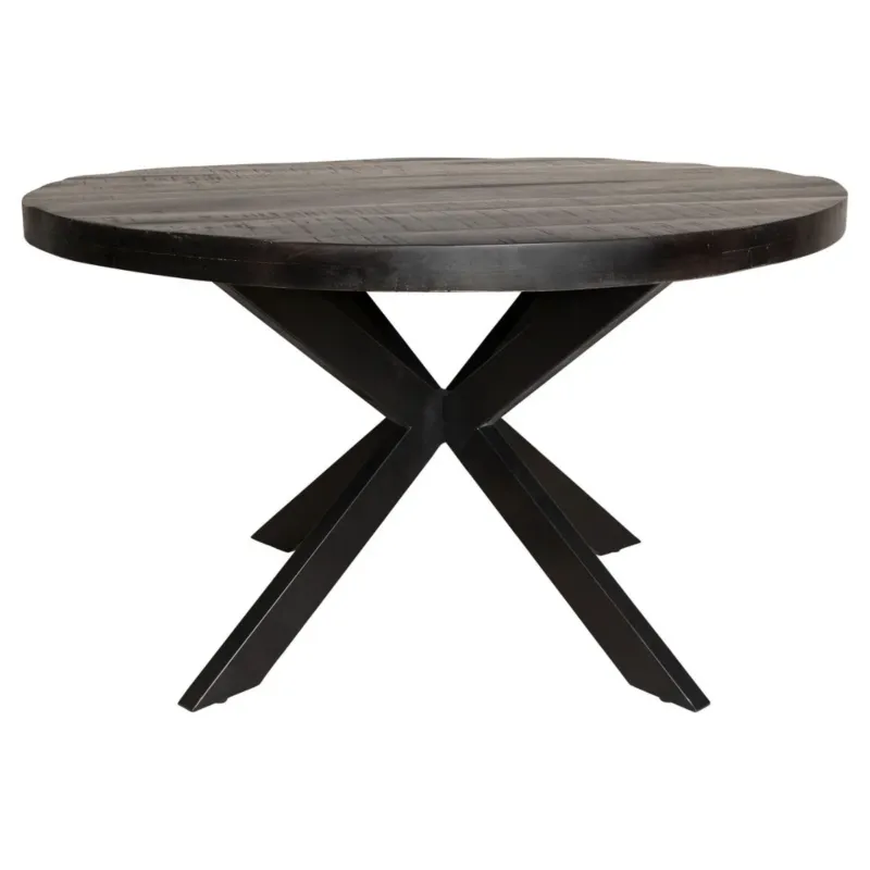 Esszimmertisch – Mangoholz Material, Metallgestell, Rund Design, 120 cm - Denver | Starfurn