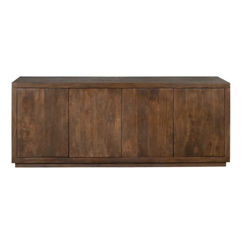 Sideboard - Braunes Mangoholz, Grifflose Türen, Geradliniges Design, 200 cm – Brussel | Starfurn