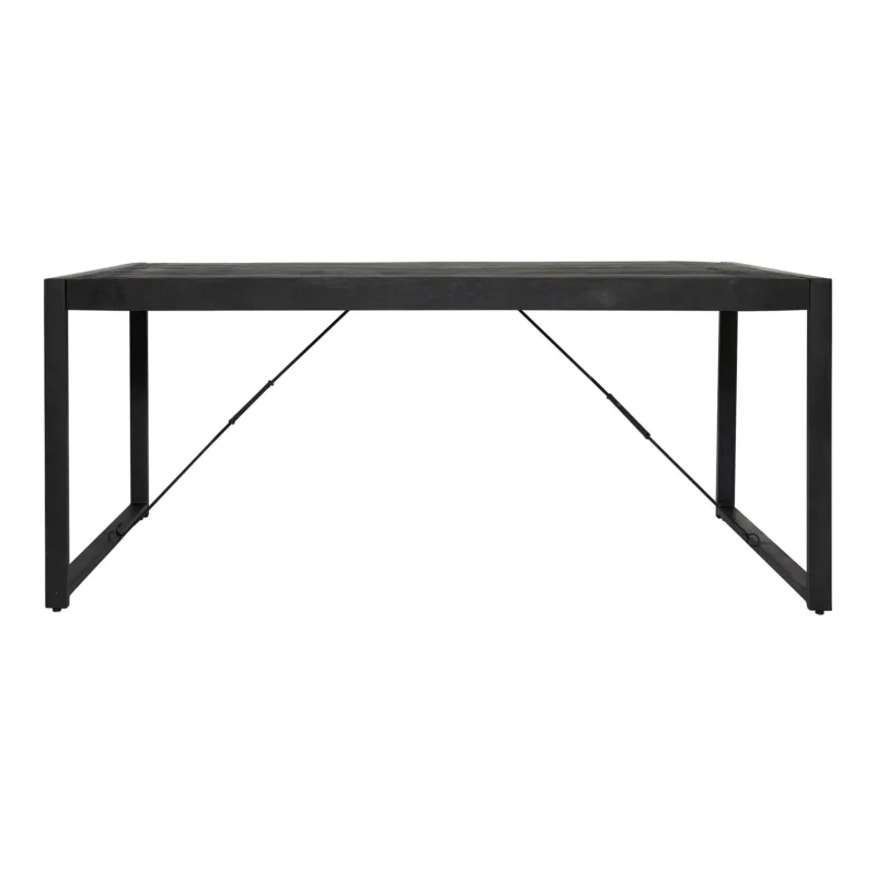 Esszimmertisch - Mangoholz Schwarz, U Gestell, Schwarz Metall, 160 cm – Boaz | Starfurn