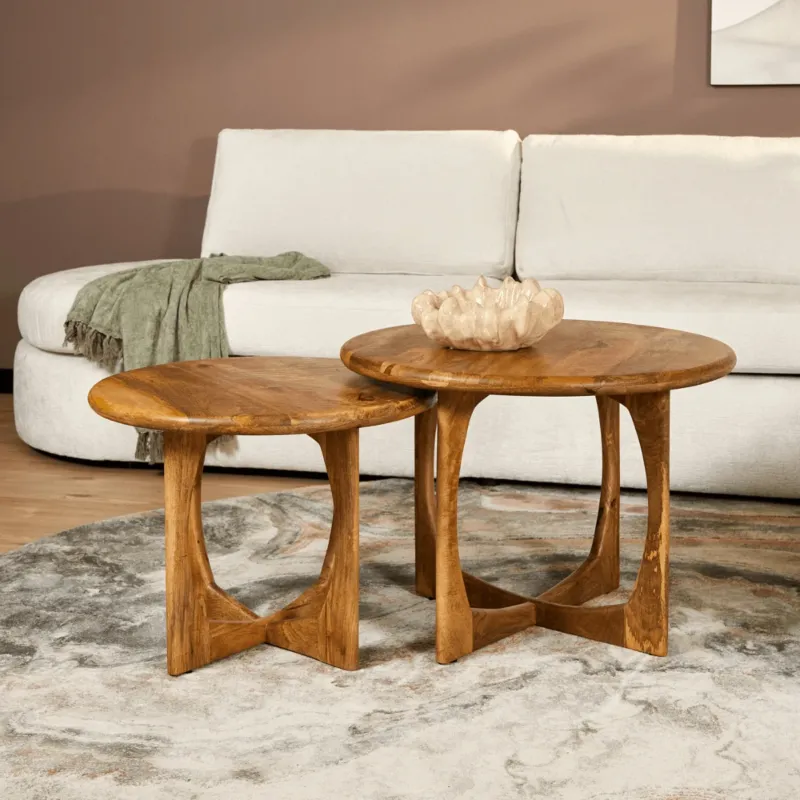 Beistelltisch – Mango Holz, Natur Finish, Rundform 70cm – Milou | Starfurn