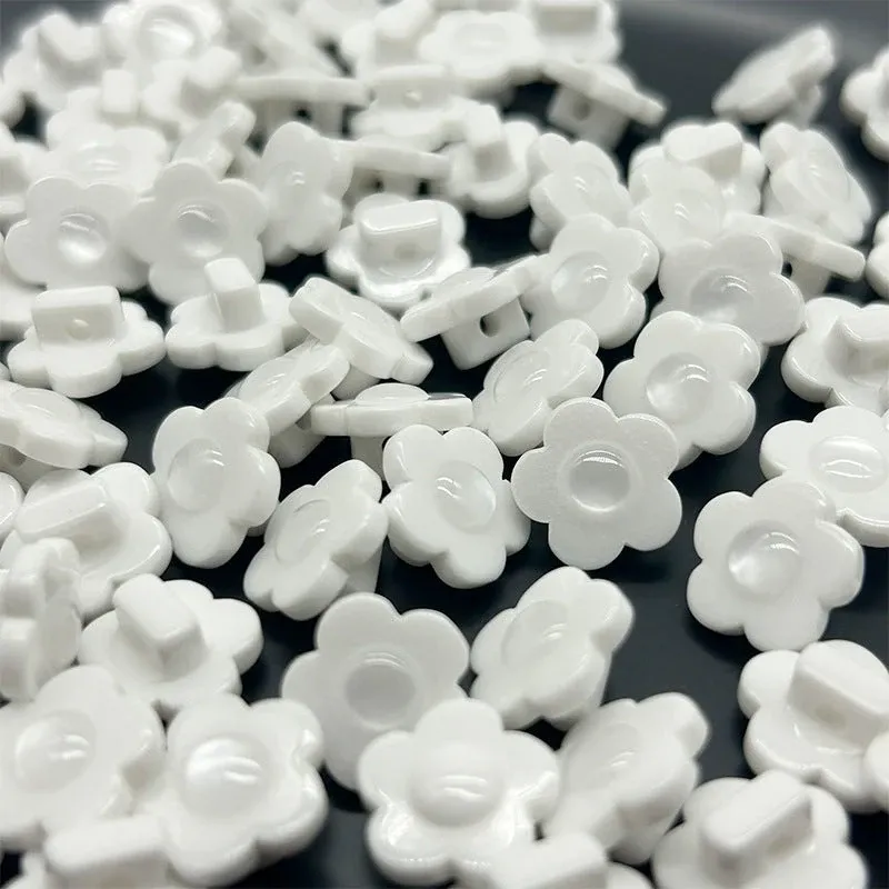 11.5mm Black and White Plum Blossom Buttons with Shanks for Shirts and Dresses 50pcs White