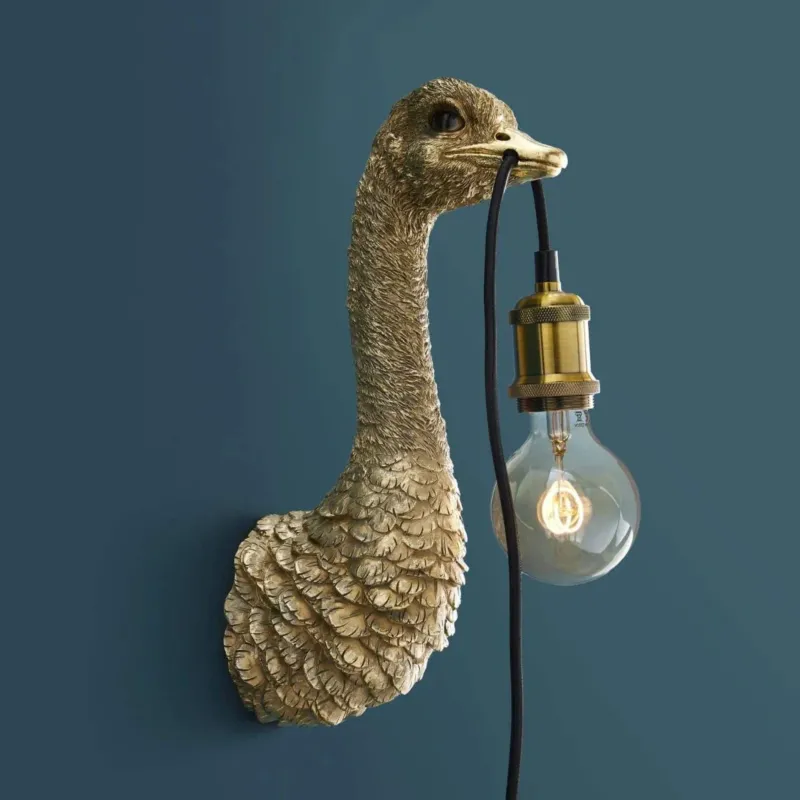 Wall Ostrich Baby Lamp Franz Josef, Gold