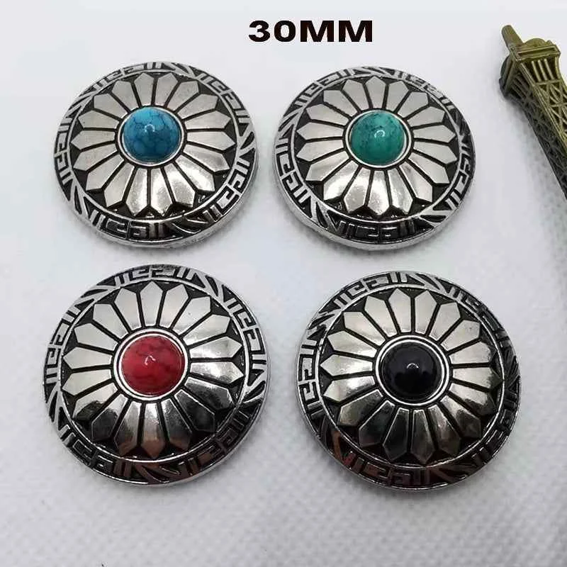 30mm Vintage Alloy Turquoise Chrysanthemum DIY Wallet Button 20 Pack