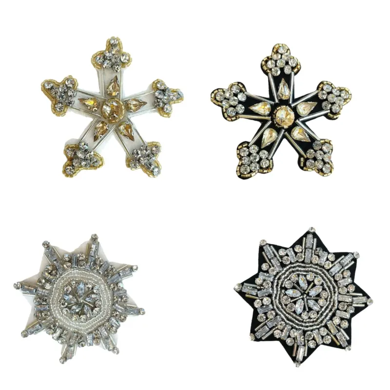 Vintage Punk Style Octagonal Star Snowflake Applique Patch 4 Pack