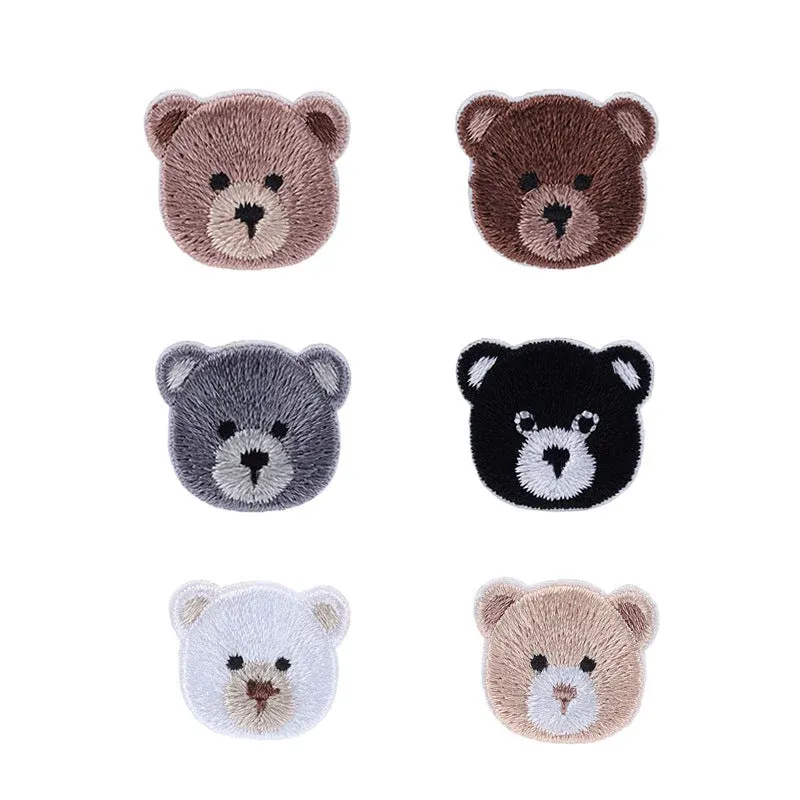 20mm Self-Adhesive Teddy Bear Head Patch for Clothes 6 Pack
