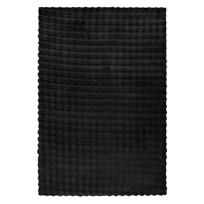 Teppich – Cloud-Soft Hochflor Komfort, 3D Tiefen Design, Schwarze Farbe, 200 x 290 cm - Hailey 125 | Kayoom