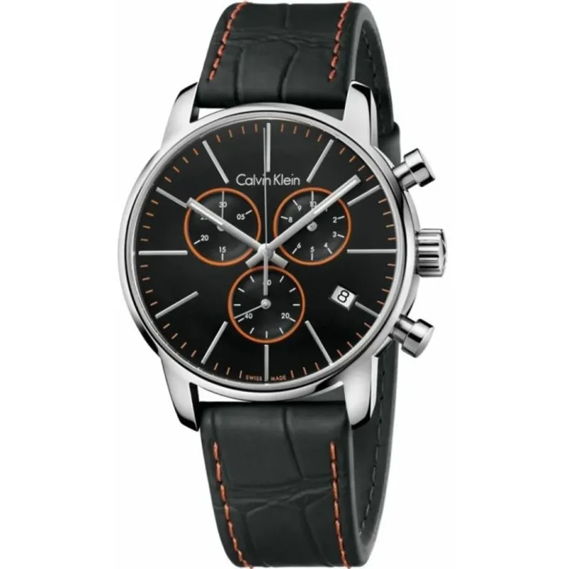 Calvin Klein City Chronograph Herren Uhr Schwarz Leder
