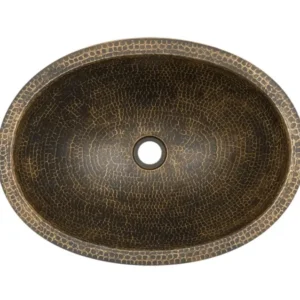 Drop in Oval Bathroom Hand Hammered Copper Bathroom Sink in ANTIQUE BRASS - |VESIMI Design| Luxury and Rustic bathrooms online