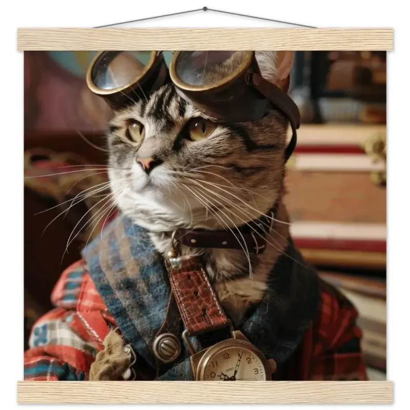 Schulposter – Bombay Katze, Steampunk-Outfit, antike Taschenuhr | St Tropez Art