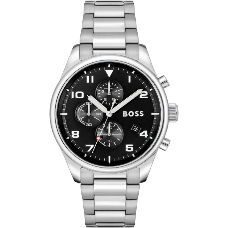 Hugo Boss View Chronograph 44mm Herrenuhr aus Edelstahl in Schwarz - HB1514008