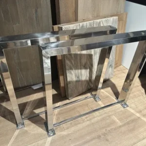 2er Set Tischbeine Silber Metall Industriedesign, Silber Tischbeine für Esstisch Metall, Breite 82 cm