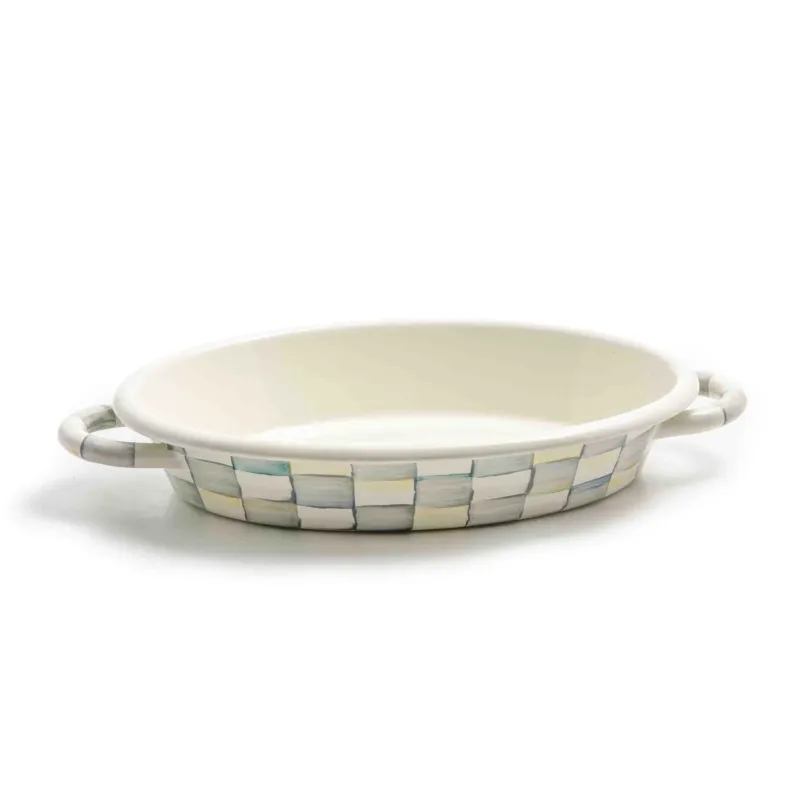 Mackenzie-Childs Sterling Check Medium Oval Gratin Dish - |VESIMI Design| Luxury Bathrooms and Home Decor