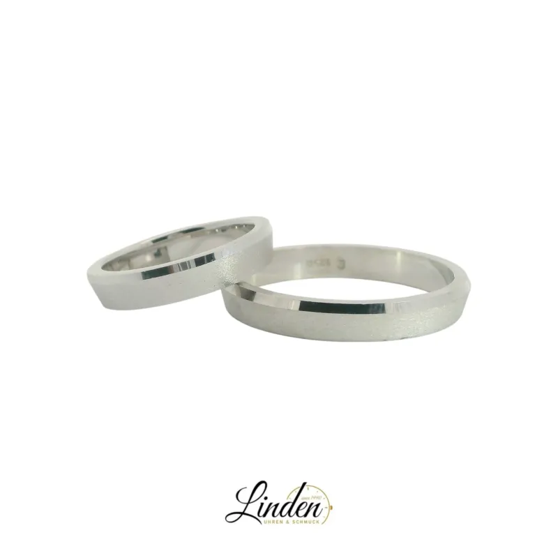 925 Silber rhodinierte Partnerringe – Freundschaftsringe Set für Paare – Damen- & Herrenring | LS-404/4