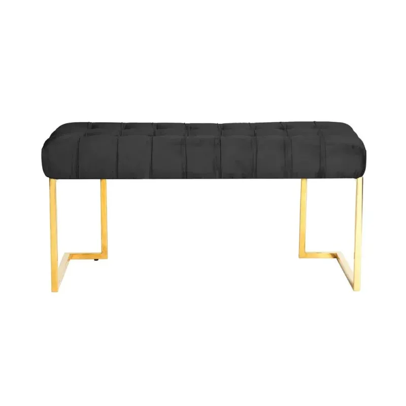 Hocker mit Samtbezug, Knopfheftung & goldenem Edelstahlgestell – Rarity 225 | Kayoom - Esszett Luxury | Stilvolles Wohnen mit Charakter