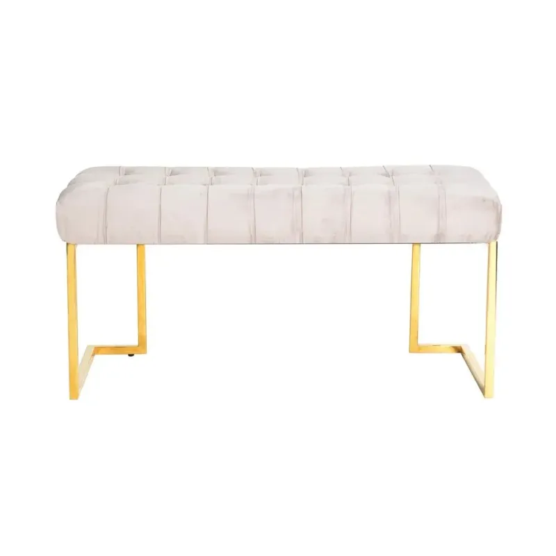 Hocker mit Samtbezug, Knopfheftung & goldenem Edelstahlgestell – Rarity 225 | Kayoom - Esszett Luxury | Stilvolles Wohnen mit Charakter