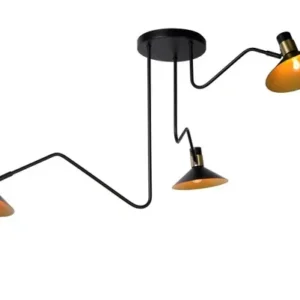 Deckenleuchte Gold schwarz Industriedesign, Deckenlampe Gold Metall